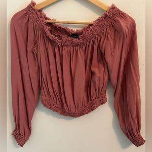 Forever 21 Pink Long Sleeve Crop Top